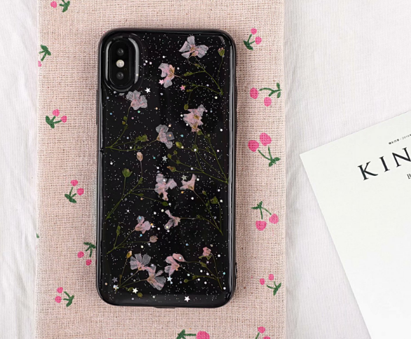 Small floral real flower anti-drop transparent protective cover