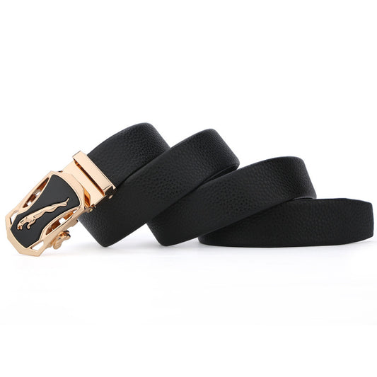 Men's leather business soft leather automatic buckle belt leather