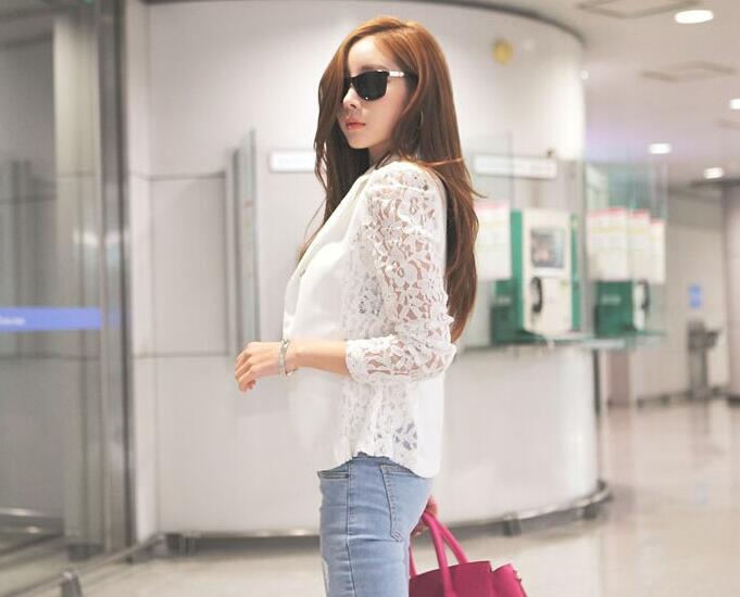 Lace panel small suit blazer for women