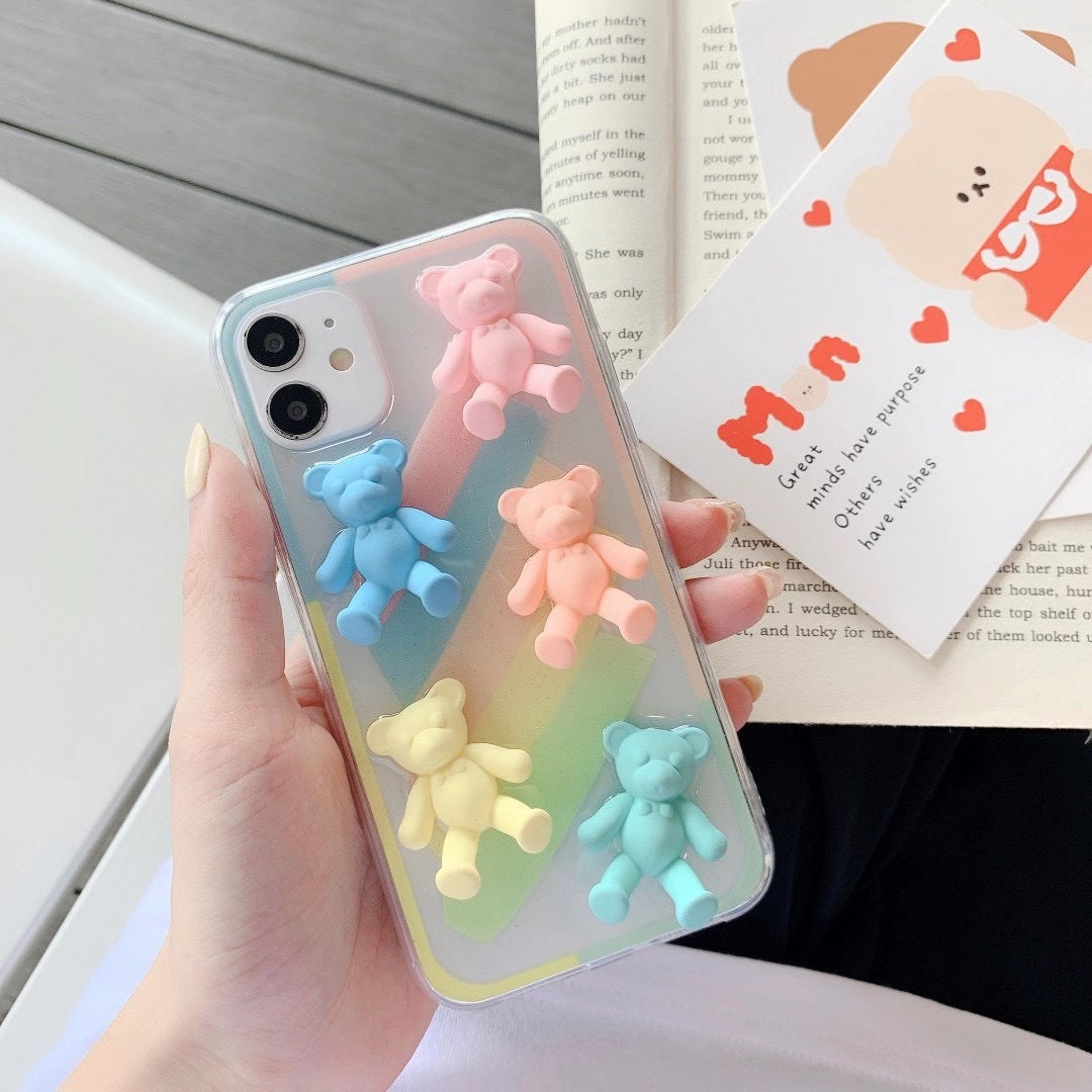 Compatible with Apple , Macaron color bear phone case