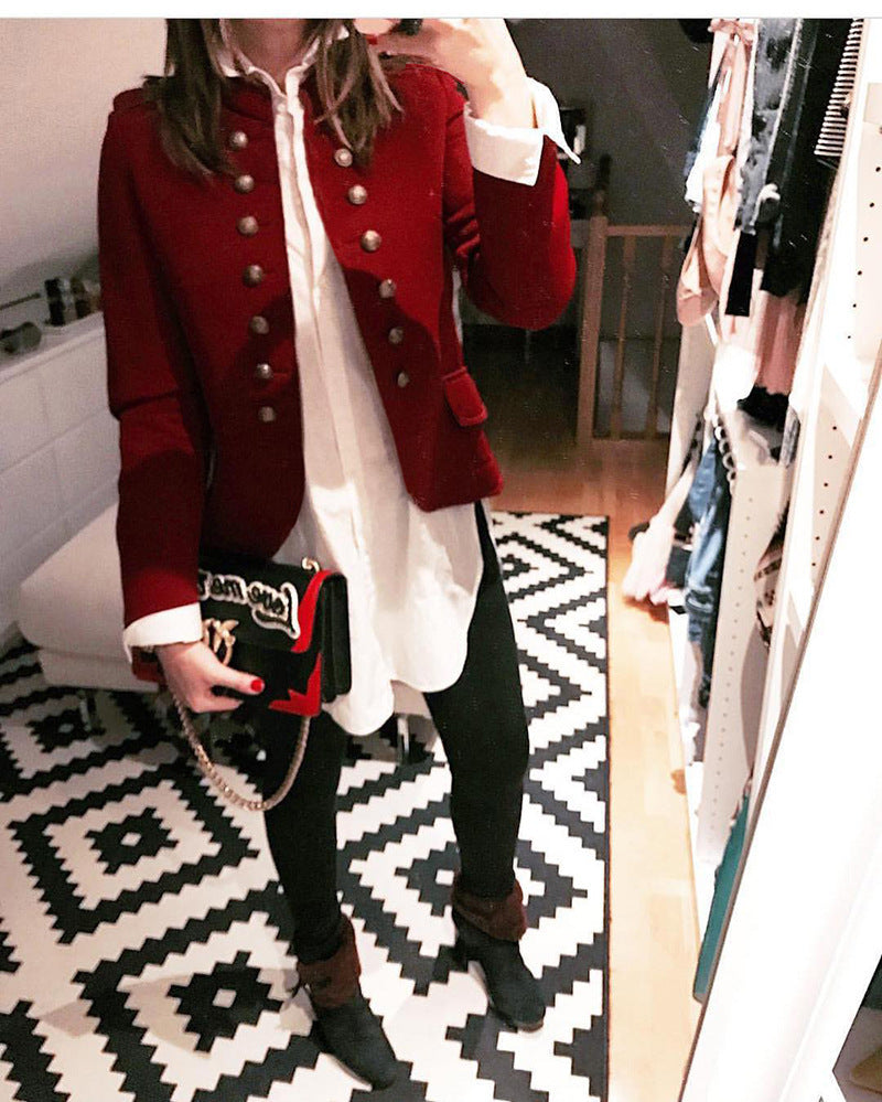 Fashion Button Blazer For Women