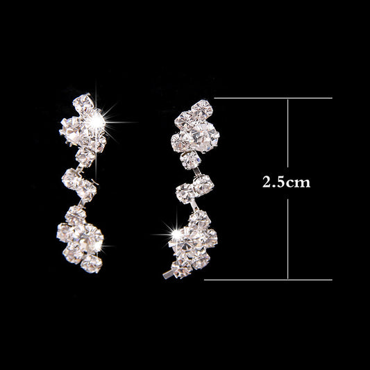The supply of Bridal Necklace Earrings two sets women of simple Rhinestone Suit Wedding Dress Accessories 425