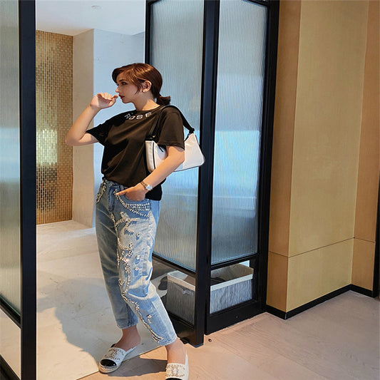 High-waisted jeans for women