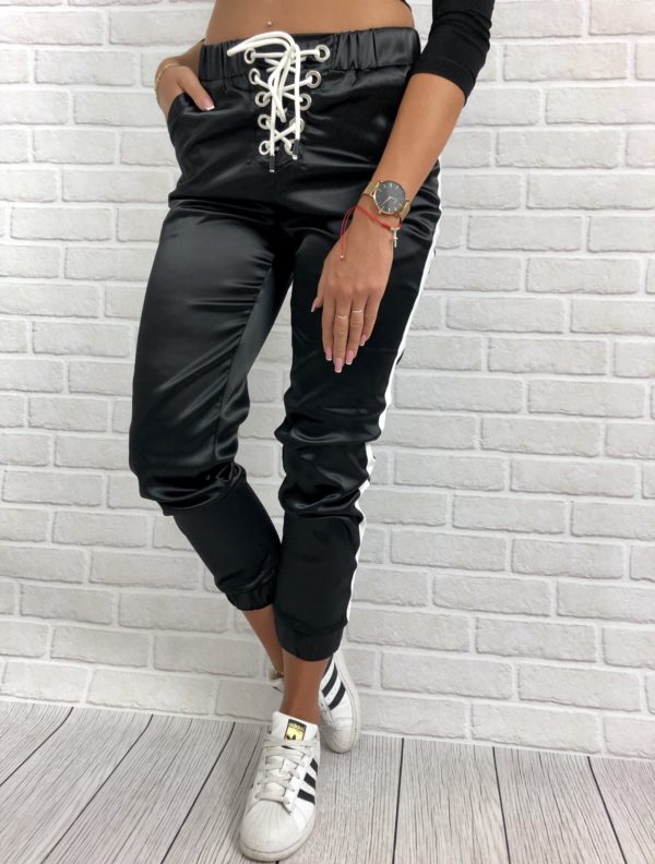 Contrast stitching trendy pants for women