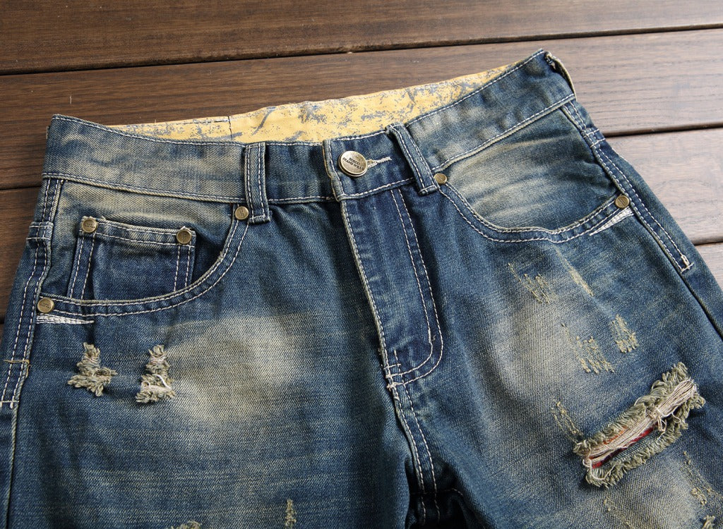 Shabby nostalgic jeans for men's