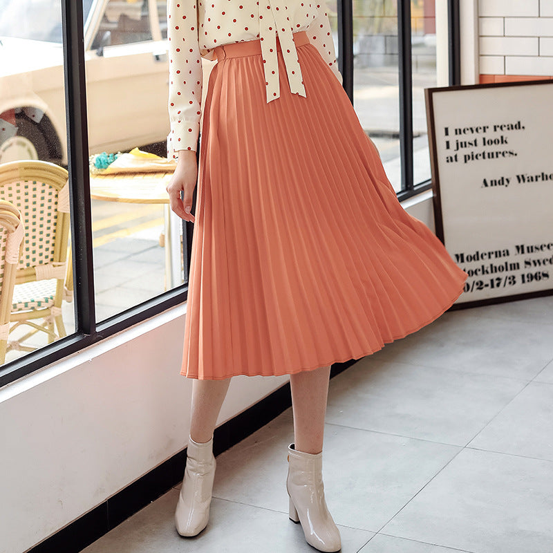 Pleated skirt age reduction fashion all-match skirt for women
