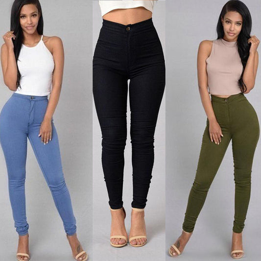 Women Leggings thin waist stretch pencil pants tight candy colored jeans