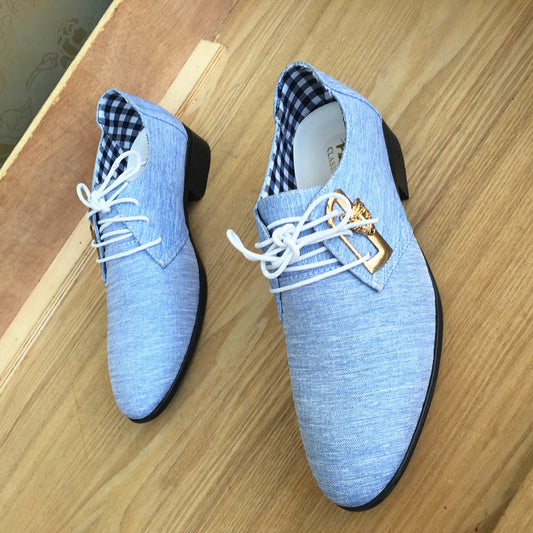 Cloth pointed leather shoes
