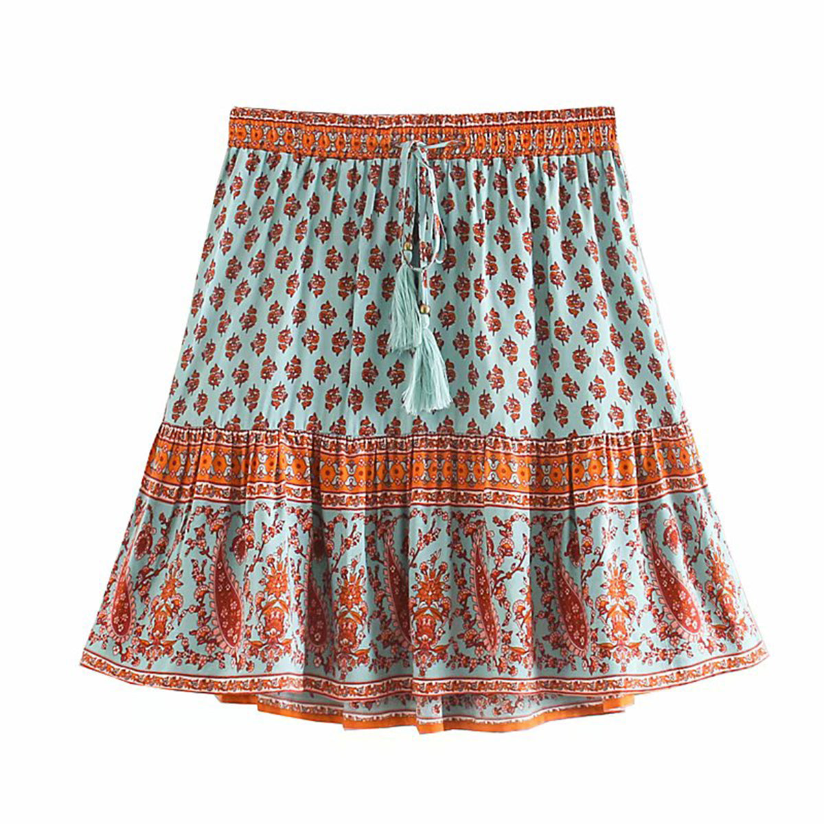 Printed elastic waist skirt for women