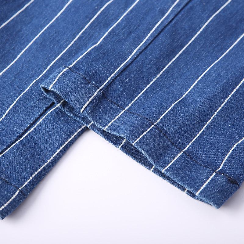 Stretch striped jeans for women