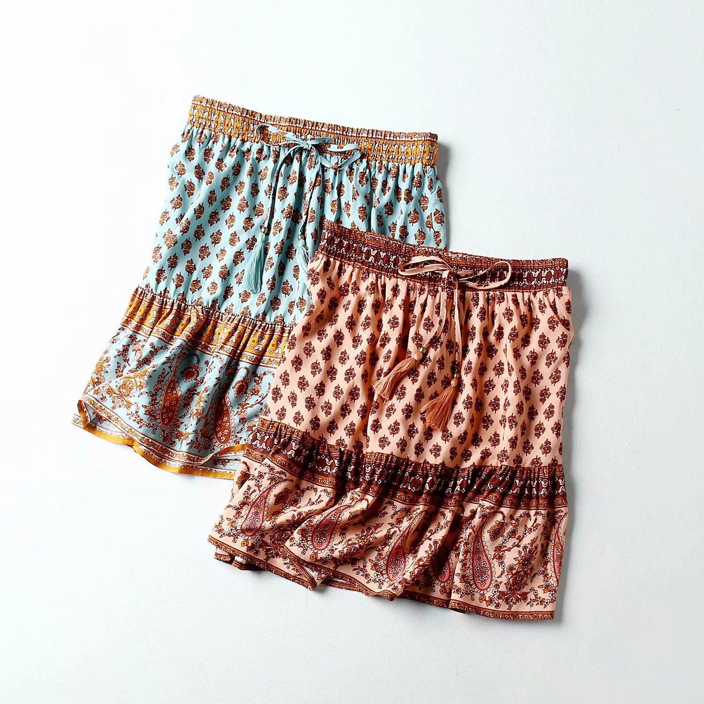 Printed elastic waist skirt for women