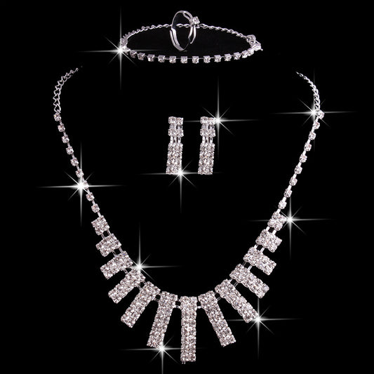 Hao Yue jewelry set bridal jewelry four sets wedding match crystal jewelry set for women