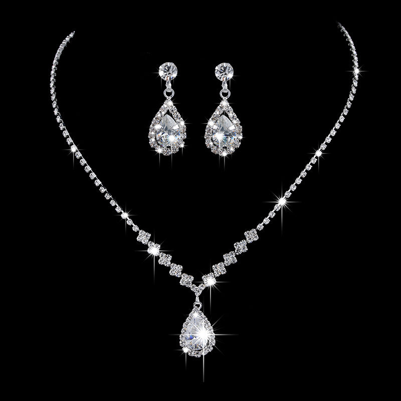 Brilliant Full Diamond Zircon Drop Necklace For Women