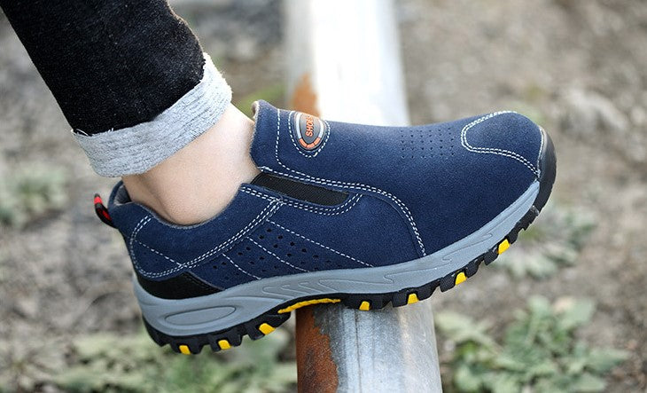 One-legged anti-smashing anti-piercing steel toe caps shoes Breathable and wear-resistant safety shoes anti-splashing hot welding shoes