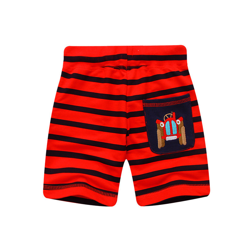 New Summer Cotton Stripe Boys Casual Shorts