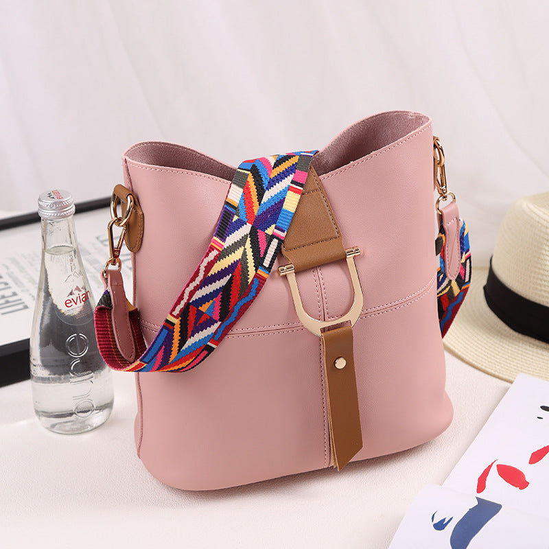 Bag 2021 female fashion color mosaic bucket bag shoulder bag with diagonal package bag manufacturers selling 8054