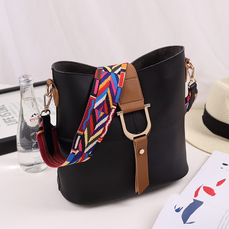 Bag 2021 female fashion color mosaic bucket bag shoulder bag with diagonal package bag manufacturers selling 8054