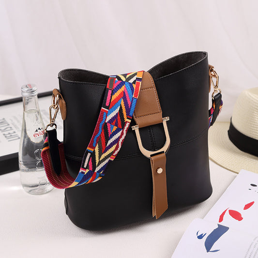 Bag 2021 female fashion color mosaic bucket bag shoulder bag with diagonal package bag manufacturers selling 8054