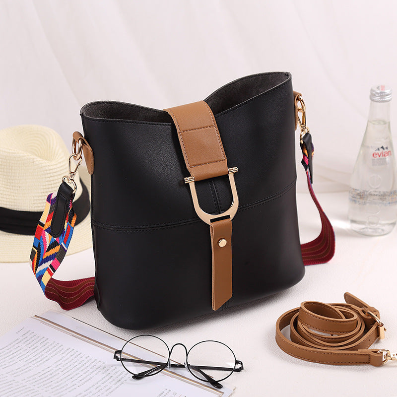 Bag 2021 female fashion color mosaic bucket bag shoulder bag with diagonal package bag manufacturers selling 8054