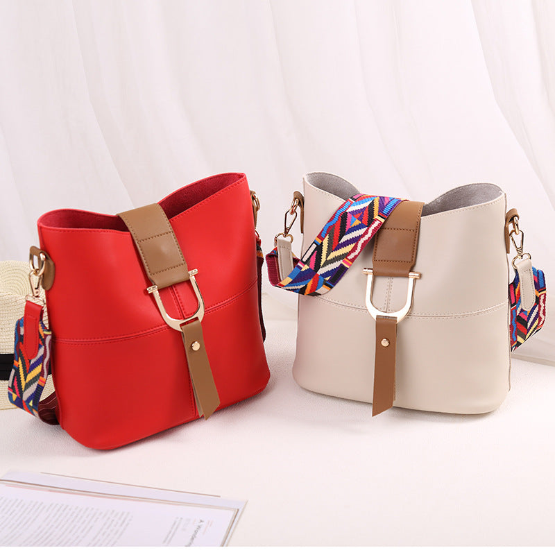 Bag 2021 female fashion color mosaic bucket bag shoulder bag with diagonal package bag manufacturers selling 8054