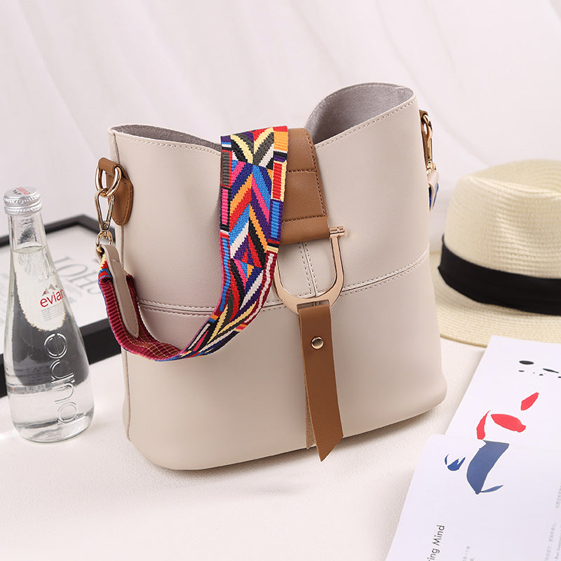 Bag 2021 female fashion color mosaic bucket bag shoulder bag with diagonal package bag manufacturers selling 8054