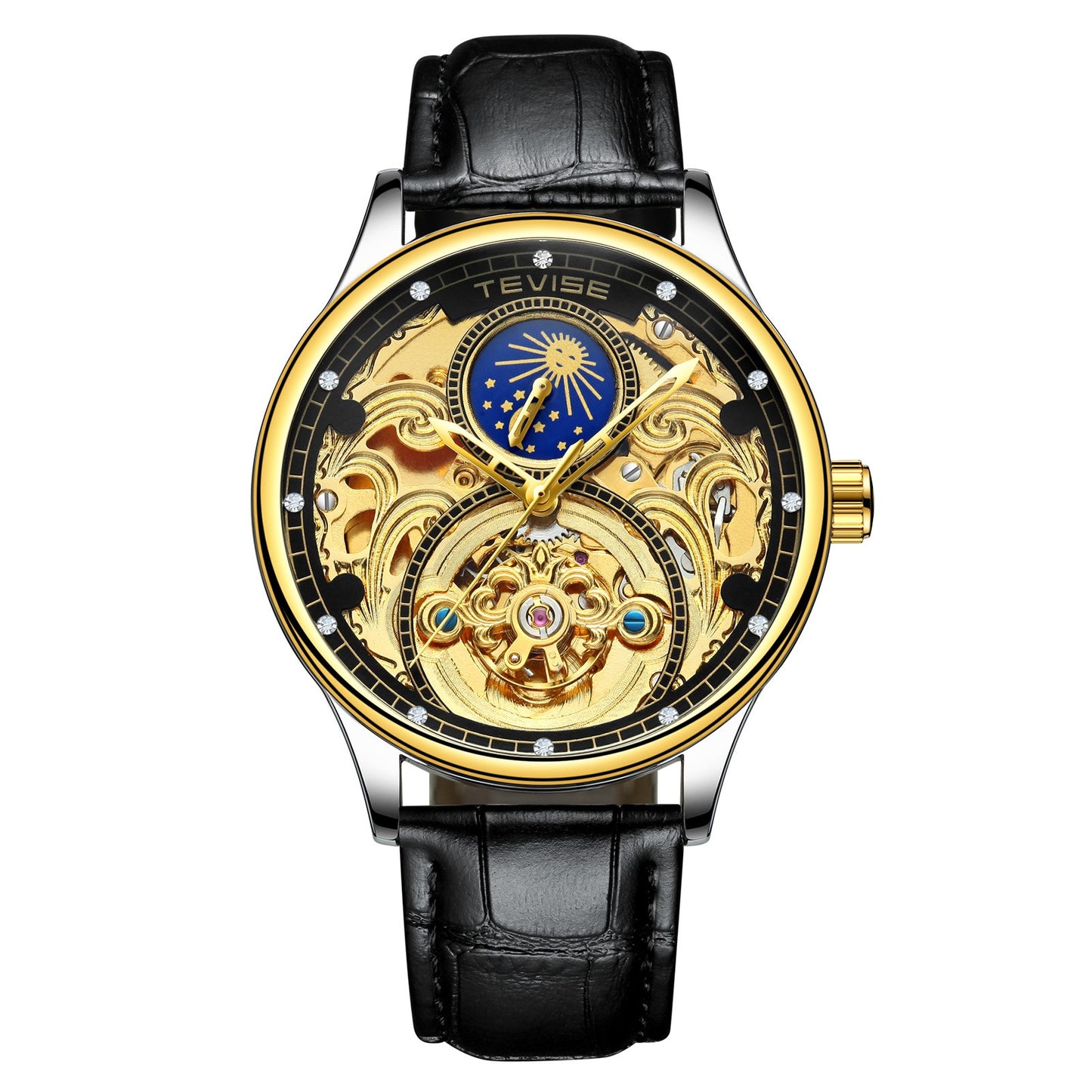 Men's Automatic Mechanical Watch tevise black watch