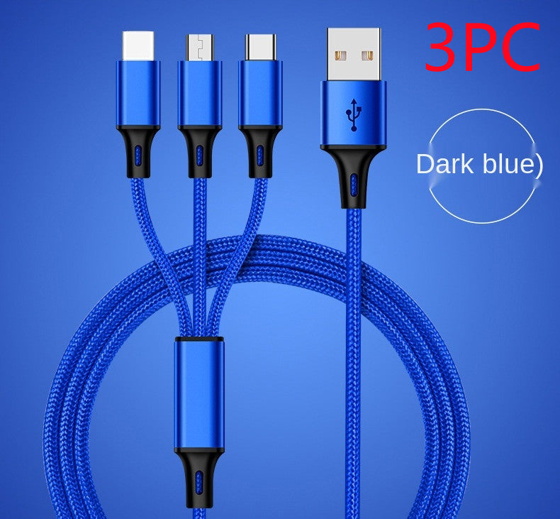 Three-head Mini Braided Three-in-one Data Cable fast charging