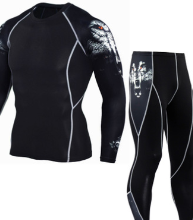 Men's Sports Suit Tights Long Sleeve Sports Men's Fitness T-shirt Quick-drying Super Elastic PRO Set