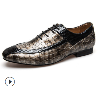 2022 new men's casual shoes men's shoes crock leather British trend breathable shoes dress bright shoes