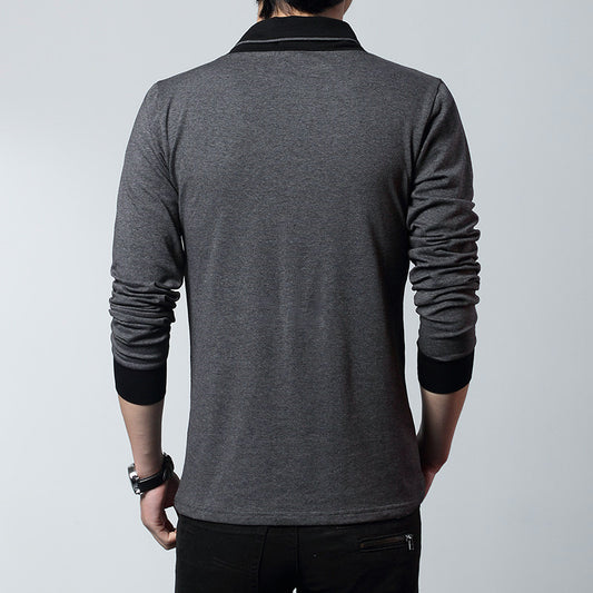 New Spring and Autumn Men's Long-Sleeved t-Shirt Men's Clothes V-Neck