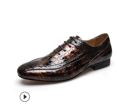 2022 new men's casual shoes men's shoes crock leather British trend breathable shoes dress bright shoes