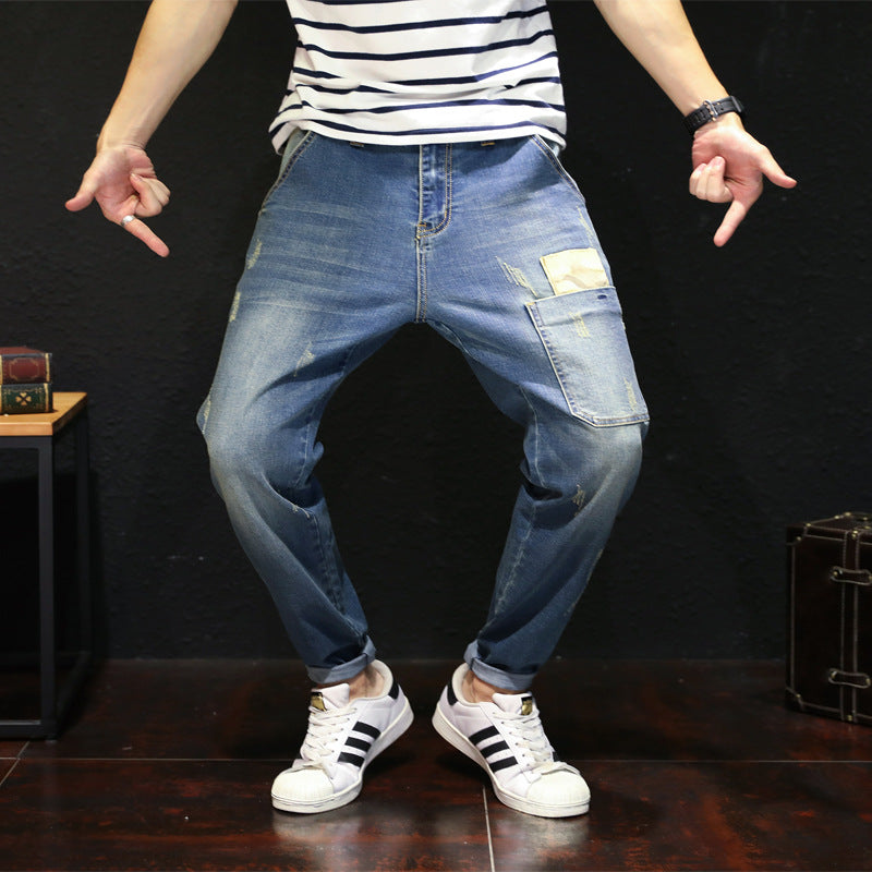 2021 autumn new men's stretch jeans loose harem pants large size men's clothing