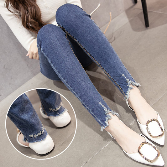 2021 new Korean women slim slim stretch jeans waist jeans and pants