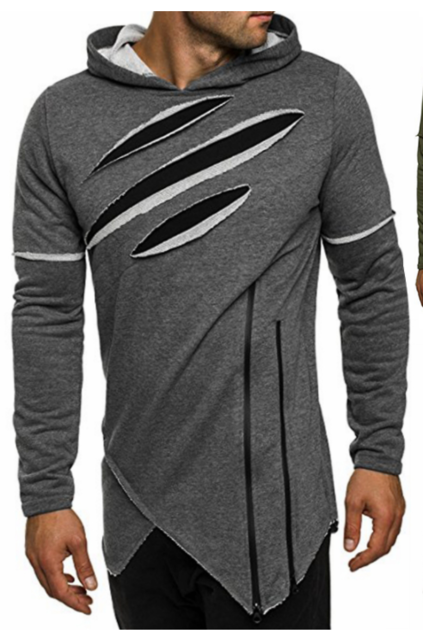 Men Hip Hop Worn Holes Hoodies