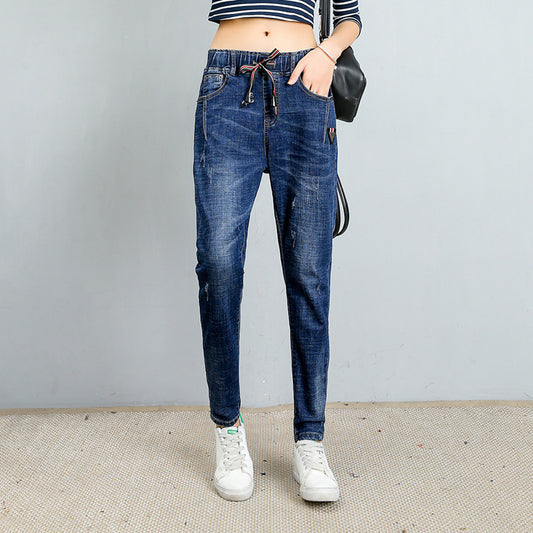 2021 winter pants Haren jeans female large size women new long pants loose casual baggy pants turnip pants