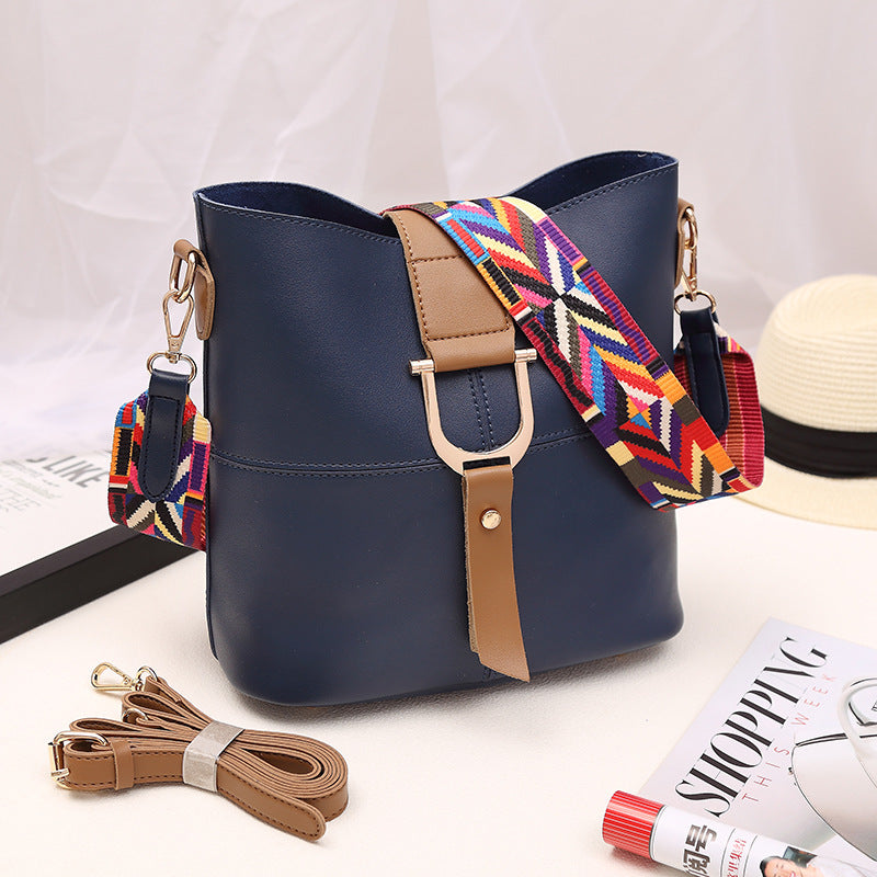 Bag 2021 female fashion color mosaic bucket bag shoulder bag with diagonal package bag manufacturers selling 8054