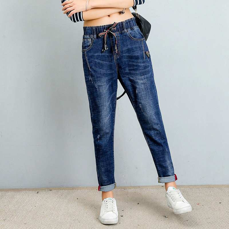 2021 winter pants Haren jeans female large size women new long pants loose casual baggy pants turnip pants