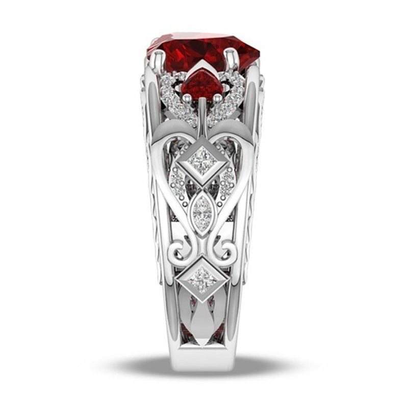 Princess Ring Heart-shaped Ruby Engagement Ring For Women