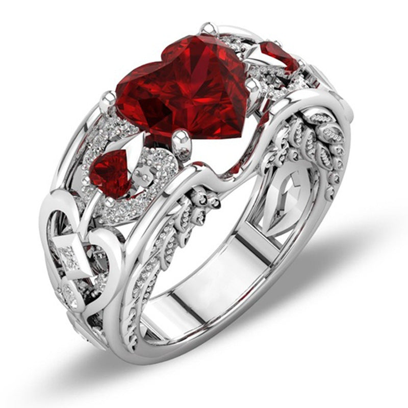 Princess Ring Heart-shaped Ruby Engagement Ring For Women