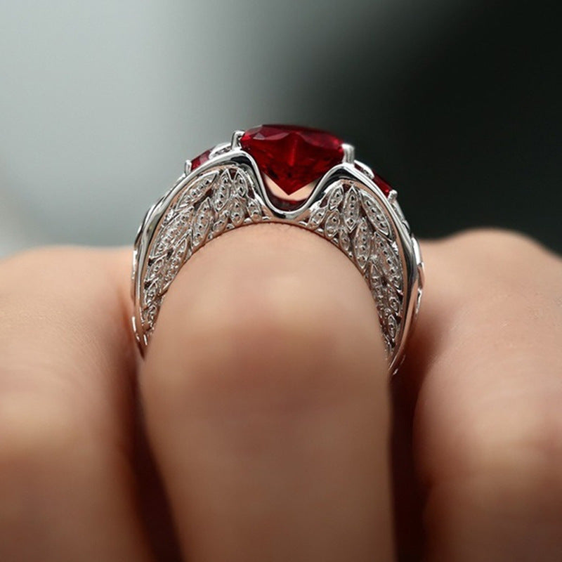 Princess Ring Heart-shaped Ruby Engagement Ring For Women