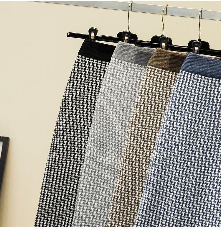 Slim slim high waist plaid skirt for women