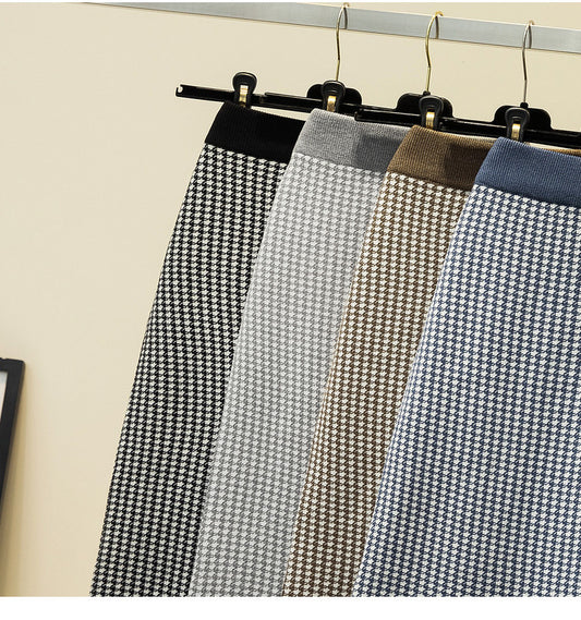 Slim slim high waist plaid skirt for women