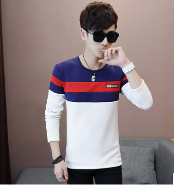 Male teen stitching slim bottoming shirt