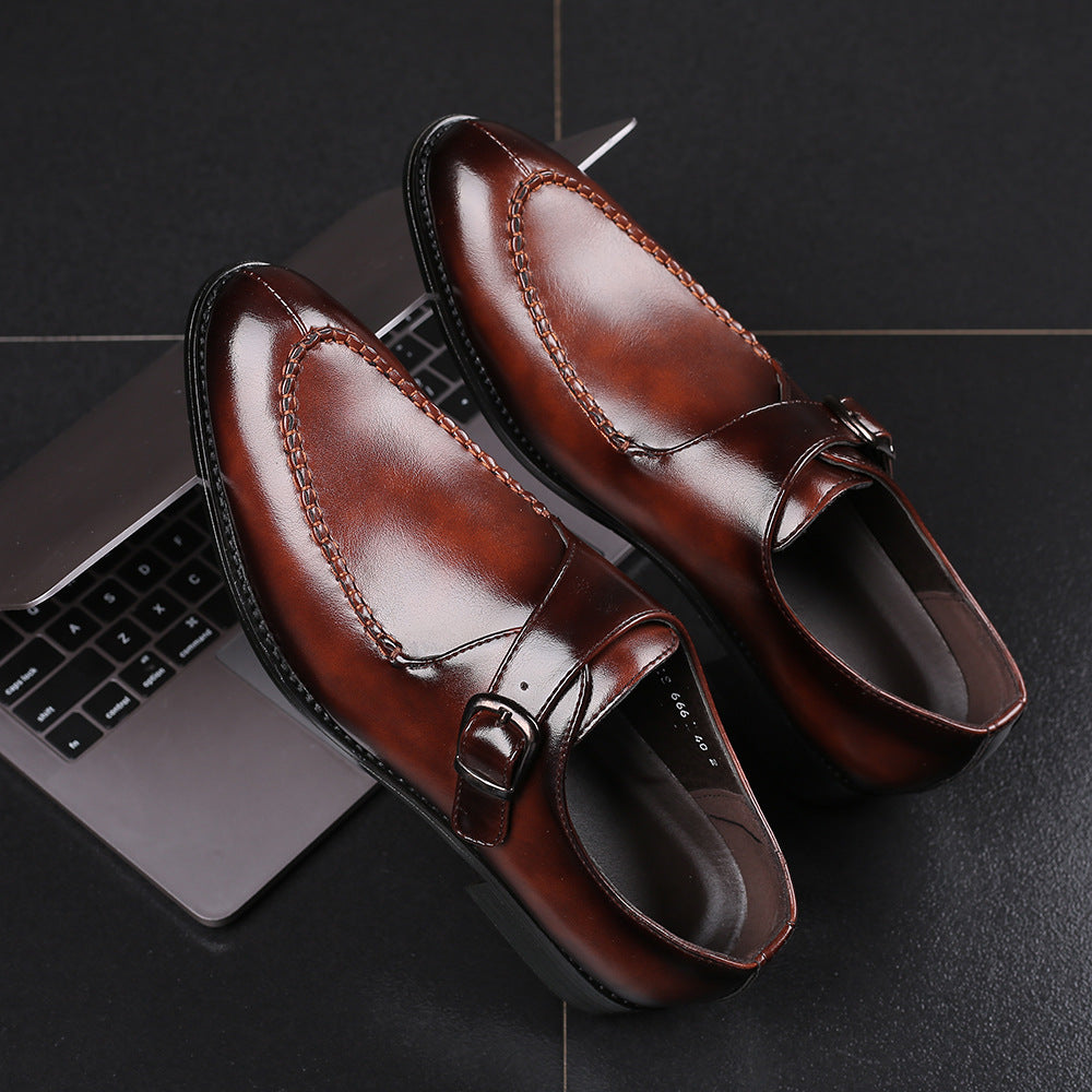 Men's leather toe cap British formal shoes