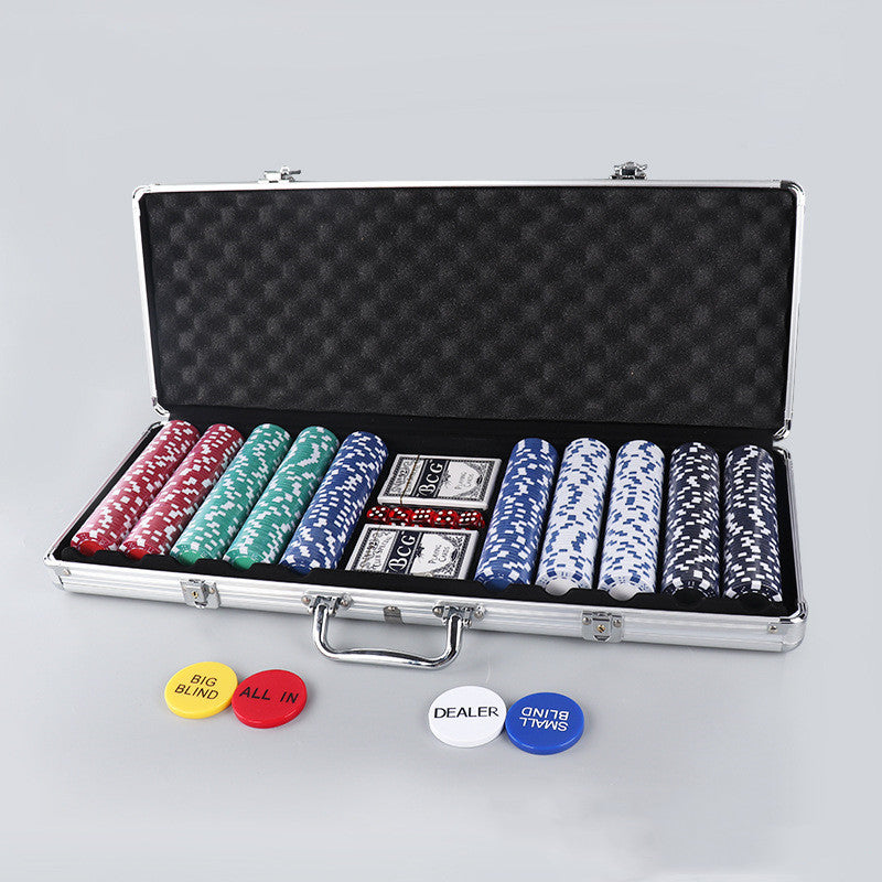 Chips, Dice Style, Poker Suit, Aluminum Box Poker Set