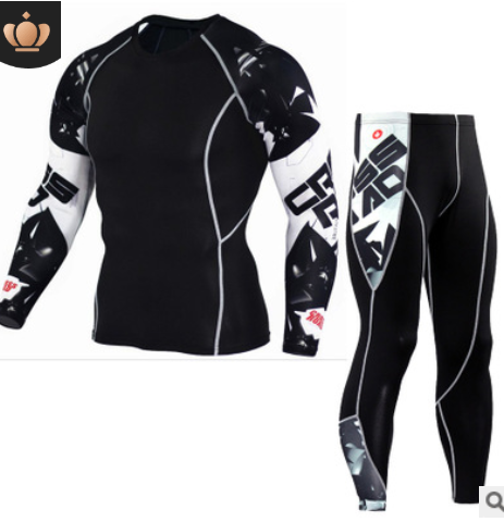 Men's Sports Suit Tights Long Sleeve Sports Men's Fitness T-shirt Quick-drying Super Elastic PRO Set