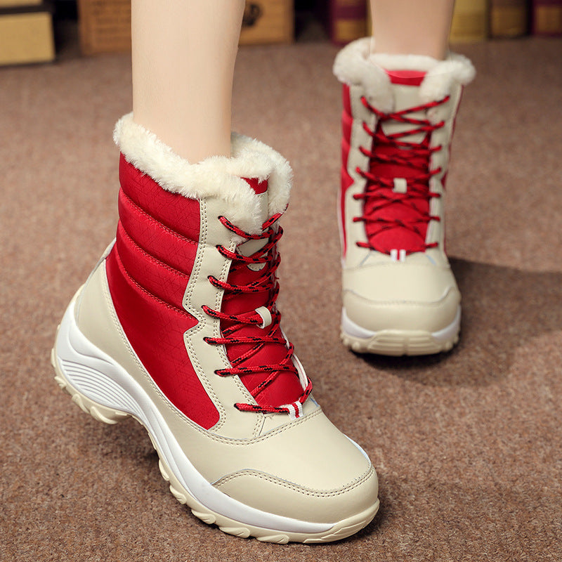 Women Snow Boots Female High To Help Waterproof Ladies Cotton Shoes Boots Plus Velvet Shoes