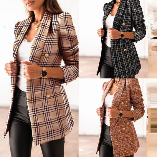 Long sleeve double breasted blazer jacket women