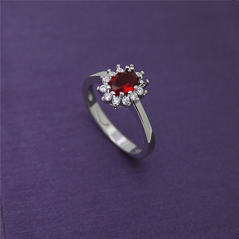 Women High-end foreign explosions jewelry Europe and the United States popular engagement ring high-grade blue zircon gold ring