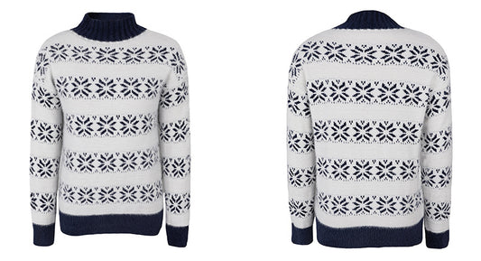 Half High Neck Christmas Snowflake Sweater Blouse for women